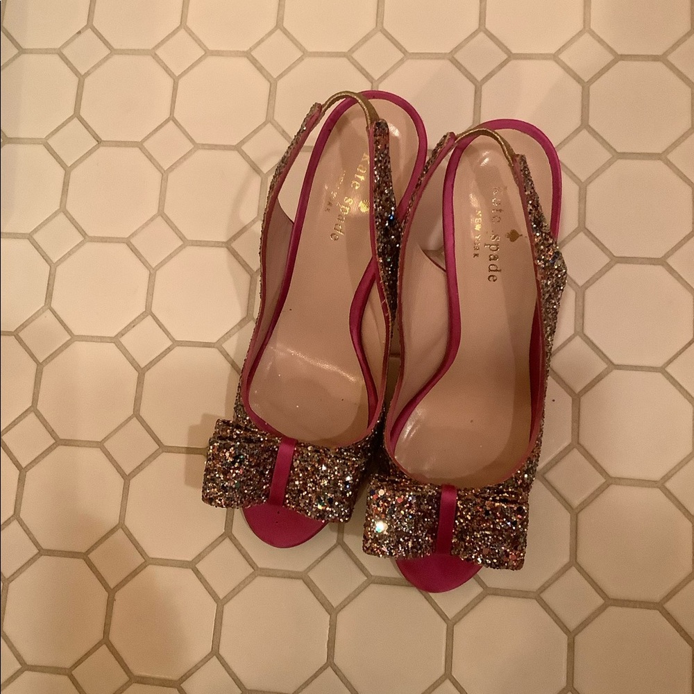 Kate Spade Charm multi spark Glitter in hot pink perfect for Prom